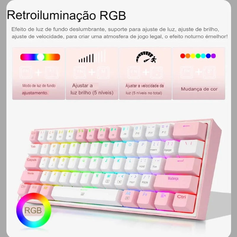 Teclado Gamer Redragon Compacto Fizz Rgb
