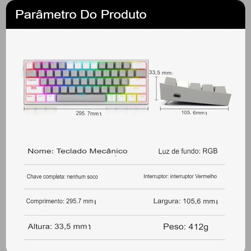 Teclado Gamer Redragon Compacto Fizz Rgb