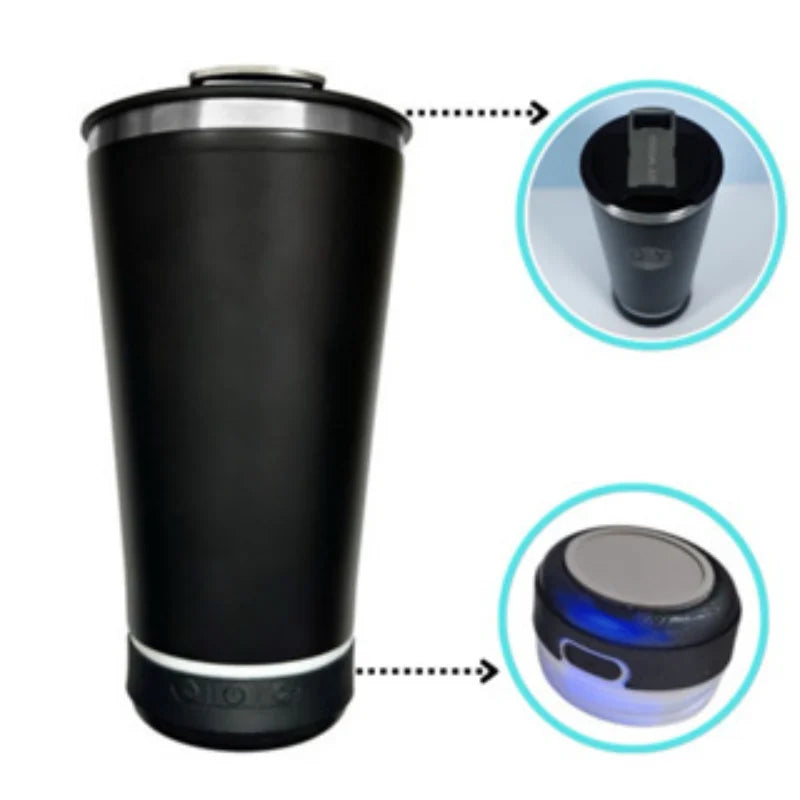 Copo Térmico 420 ML com Abridor de Tampa e Som de Caixa com Led Bluetooth