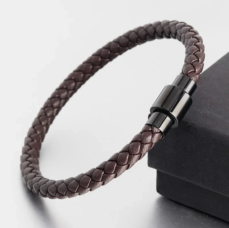 Pulseira de Couro com Fivela de Metal Estilo Motociclista Rock Party