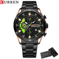 Relógio Masculino Pulseira de Aço Inoxidável CURREN Mostrador Luminoso