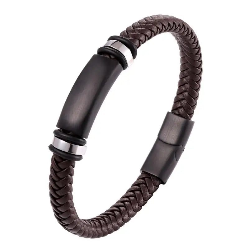 Pulseira de Couro com Fivela de Metal Estilo Motociclista Rock Party