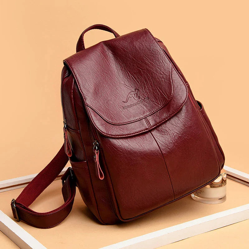 Mochila Feminina de Couro Macio Vintage