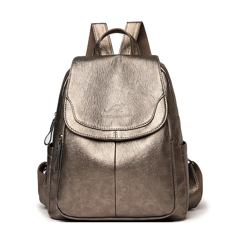Mochila Feminina de Couro Macio Vintage