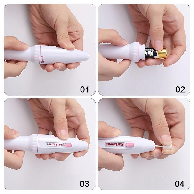 Lixa Elétrica Profissional Sem Fio Para Unhas Pé Mão Cuticula 5 em 1