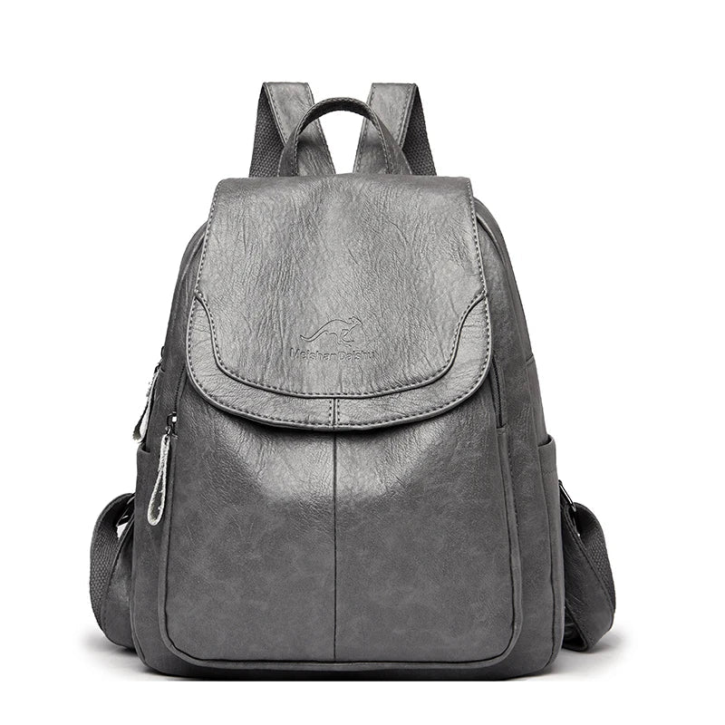 Mochila Feminina de Couro Macio Vintage