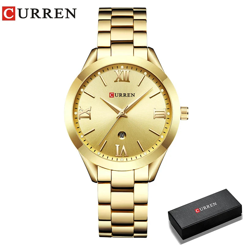 Relógio Feminino de Ouro Montre Femme CURREN