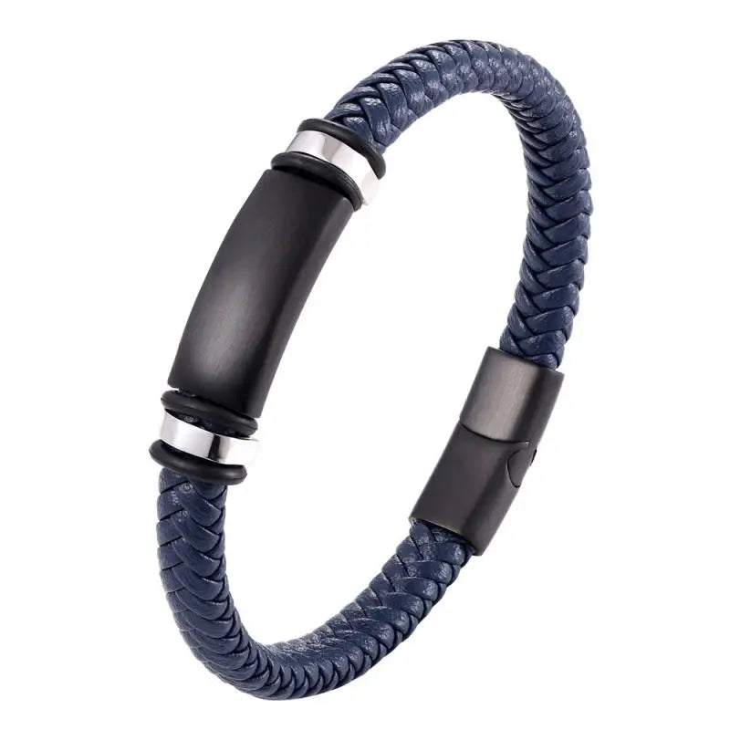 Pulseira de Couro com Fivela de Metal Estilo Motociclista Rock Party