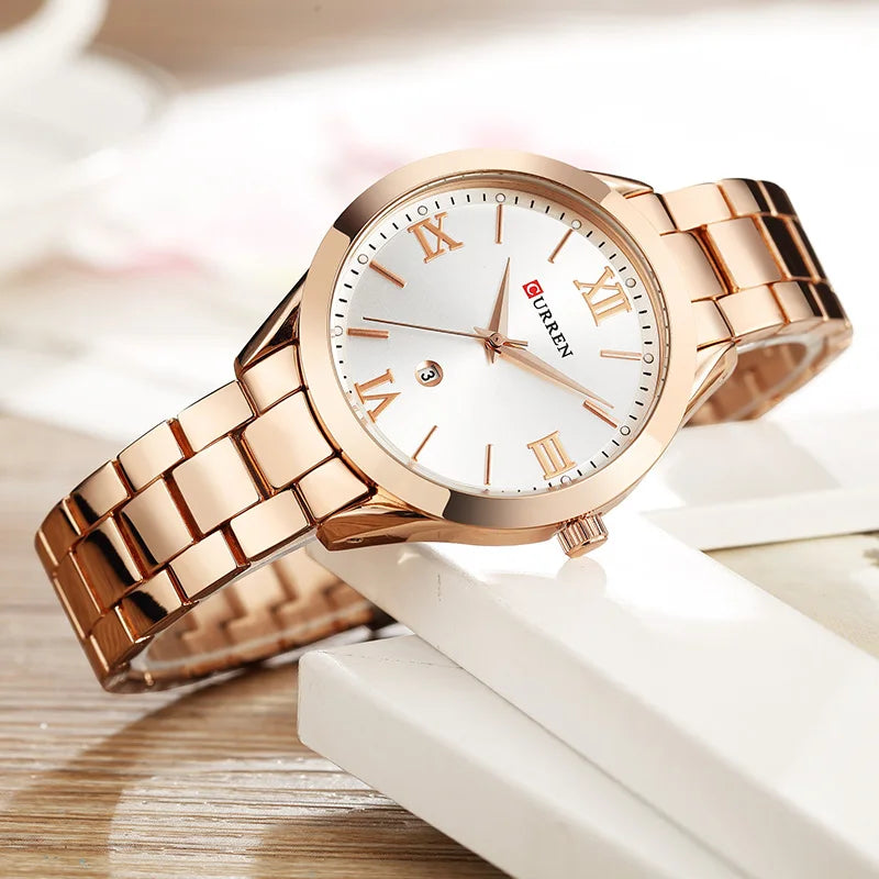 Relógio Feminino de Ouro Montre Femme CURREN