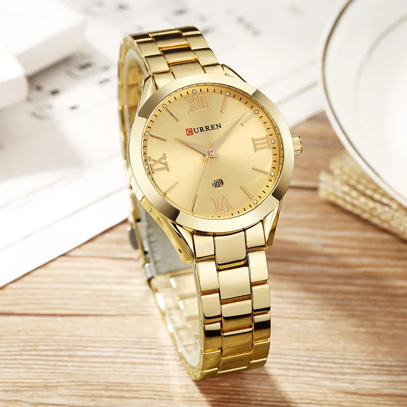 Relógio Feminino de Ouro Montre Femme CURREN