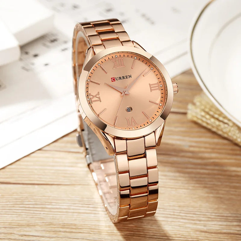 Relógio Feminino de Ouro Montre Femme CURREN