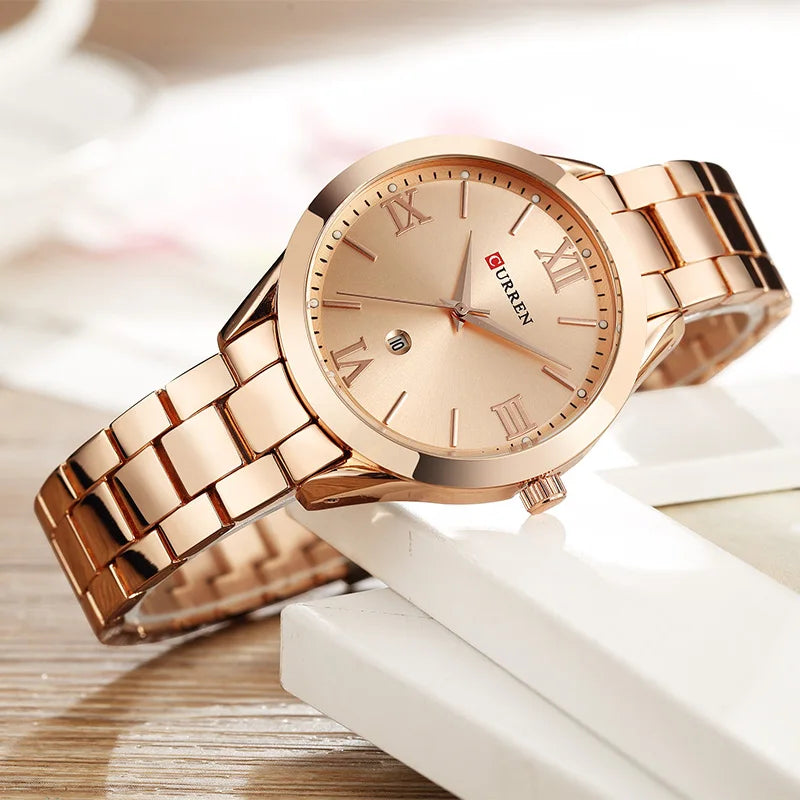 Relógio Feminino de Ouro Montre Femme CURREN