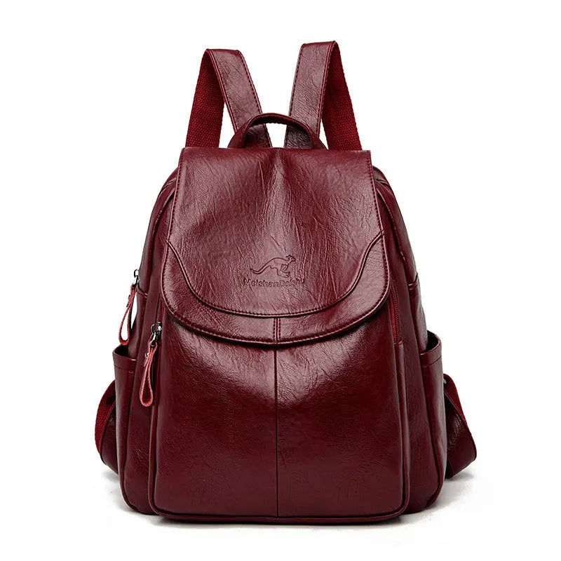Mochila Feminina de Couro Macio Vintage