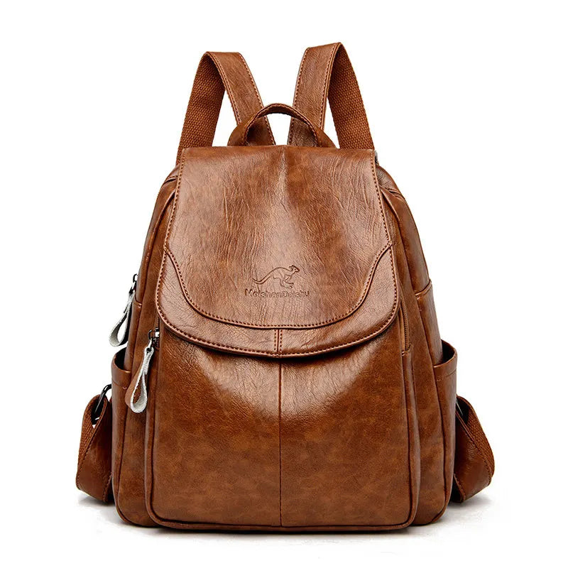 Mochila Feminina de Couro Macio Vintage