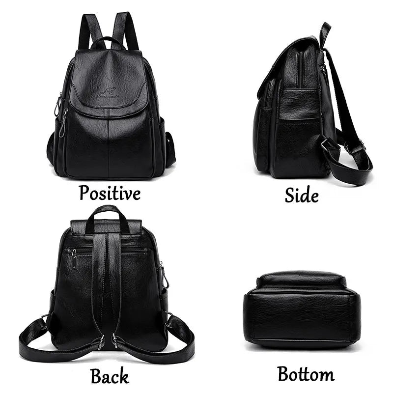 Mochila Feminina de Couro Macio Vintage