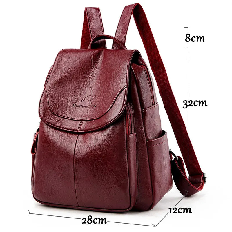 Mochila Feminina de Couro Macio Vintage