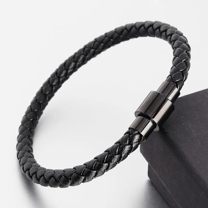 Pulseira de Couro com Fivela de Metal Estilo Motociclista Rock Party