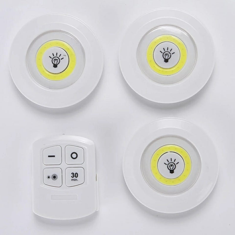 Kit 3 Lâmpadas Led Sem Fio com Controle Remoto