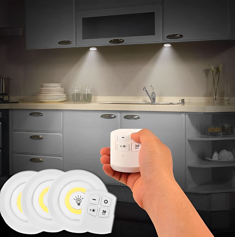 Kit 3 Lâmpadas Led Sem Fio com Controle Remoto