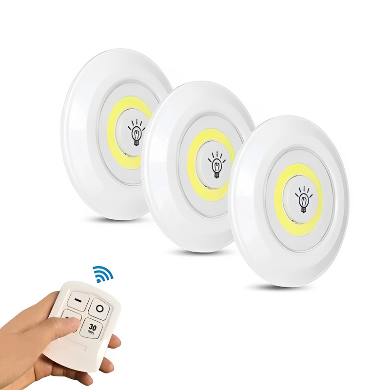 Kit 3 Lâmpadas Led Sem Fio com Controle Remoto