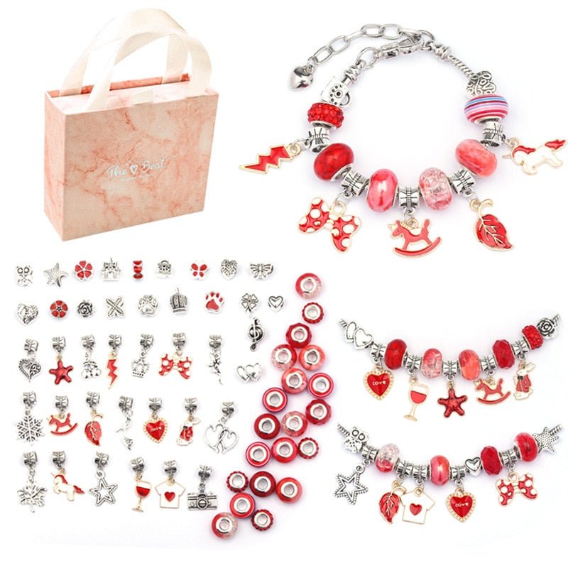 Kit de Pulseira e Berloques Infantil com 63 Peças