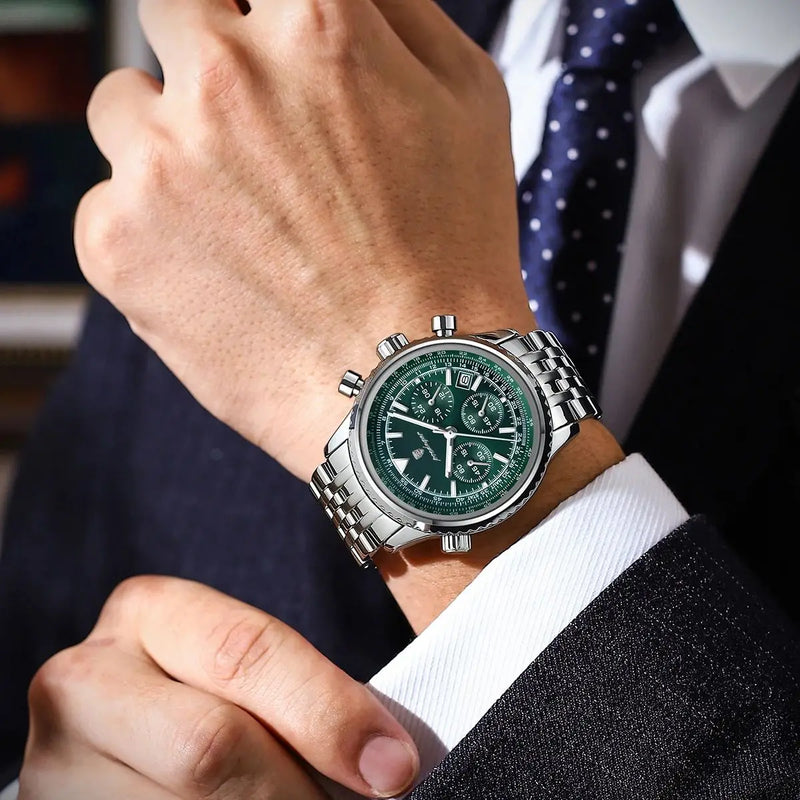 Relógio Masculino de Luxo POEDAGAR Pulseira de Aço Inoxidável à Prova D'Água