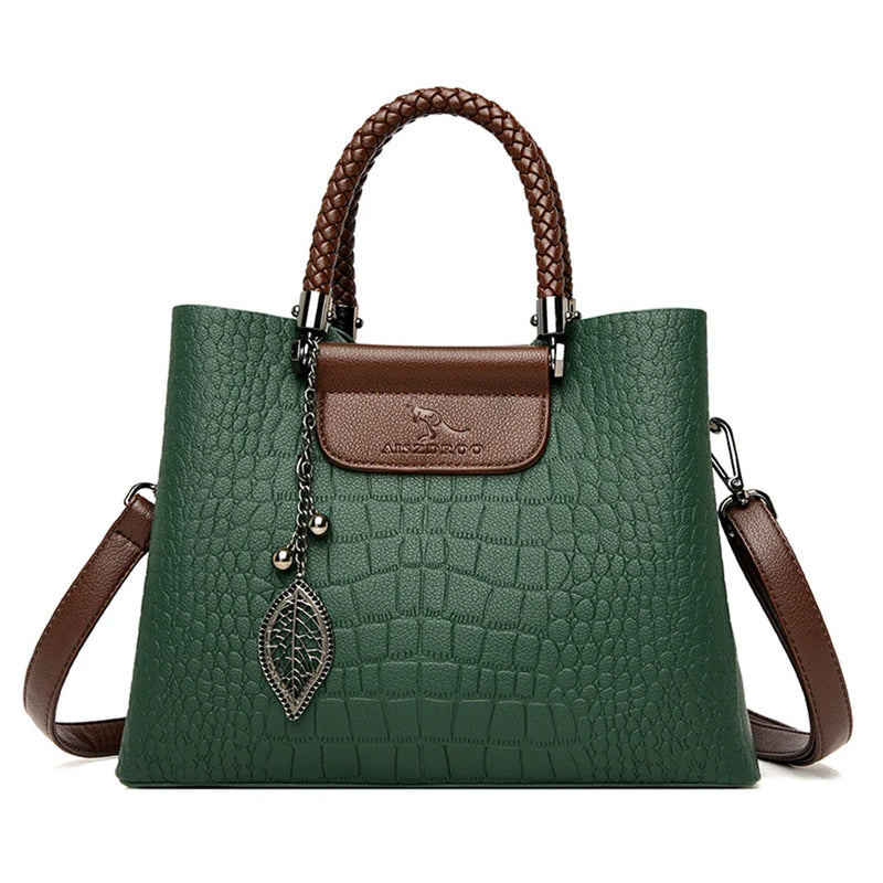 Bolsa Feminina de Couro 3 Camadas Jacaré de Luxo Crossbody