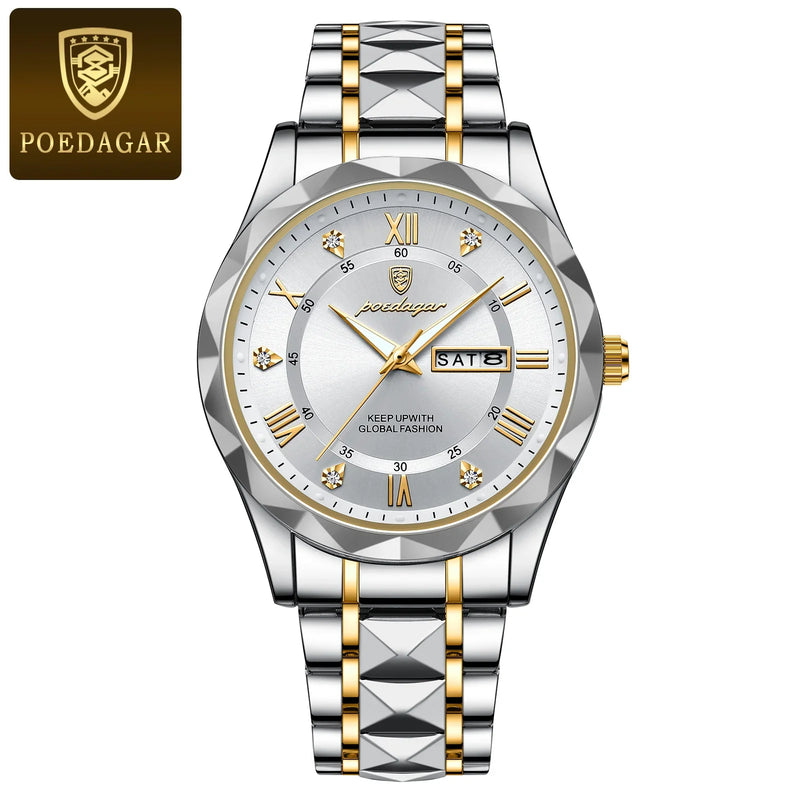 Relógio Masculino POEDAGAR à Prova D' Água Pulseira de Aço Inoxidável