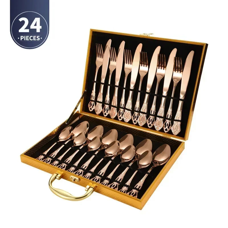 Conjunto de Talheres de Aço Inoxidável Dourado Royal European