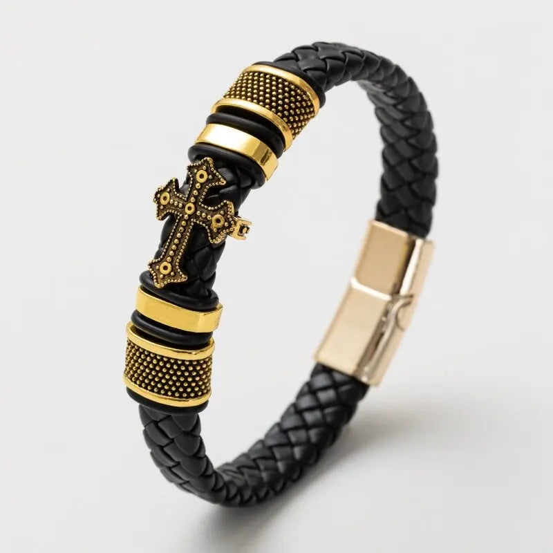 Pulseira de Couro com Fivela de Metal Estilo Motociclista Rock Party