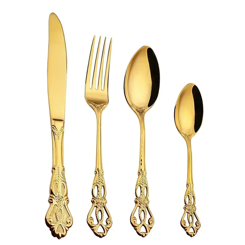 Conjunto de Talheres de Aço Inoxidável Dourado Royal European