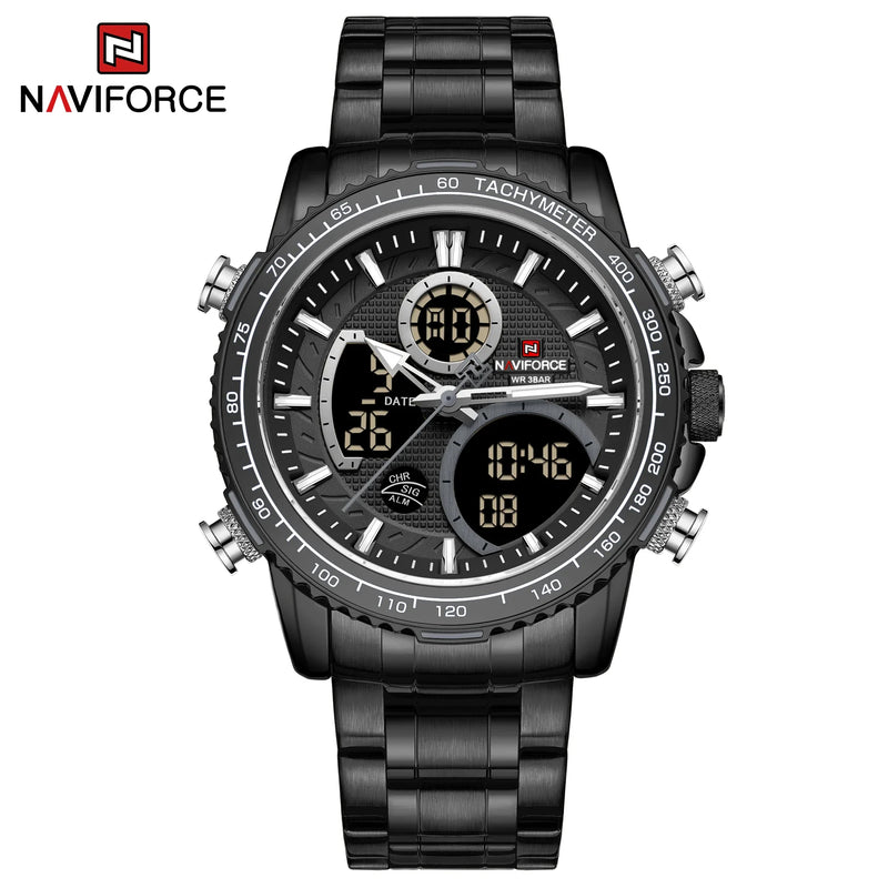 Relógio Masculino Quartzo Militar NAVIFORCE de Luxo Pulseira de Aço À Prova D' Água