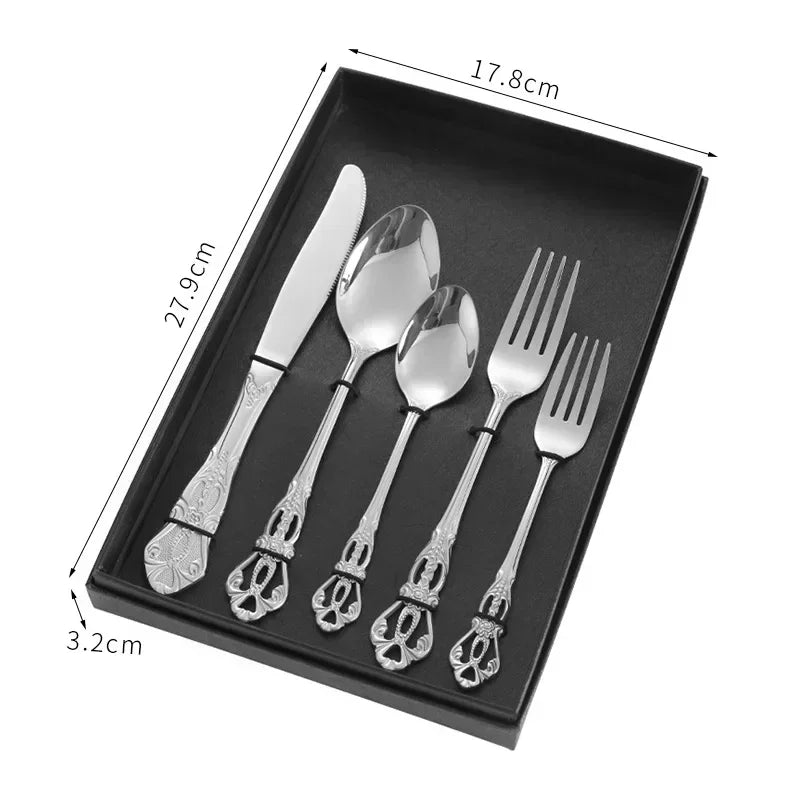 Conjunto de Talheres de Aço Inoxidável Dourado Royal European