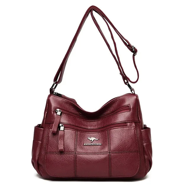 Bolsas Feminina Luxo de Couro Macio 3 Camadas Ombro Crossbody