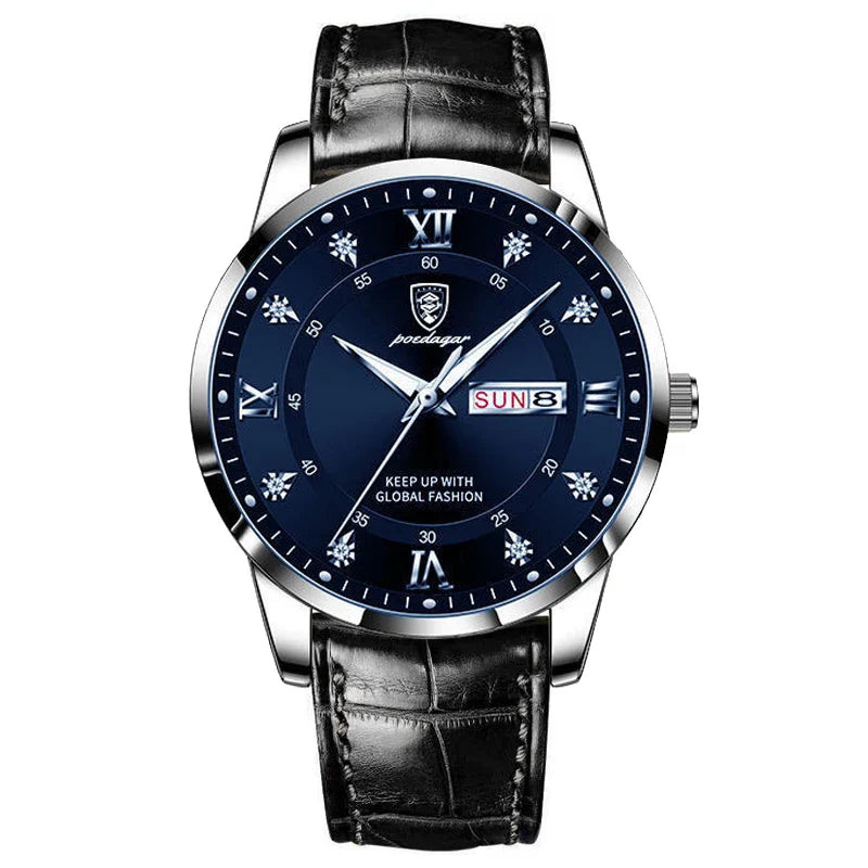 Relógio Masculino de Luxo, resistente à água com Pulseira de Couro