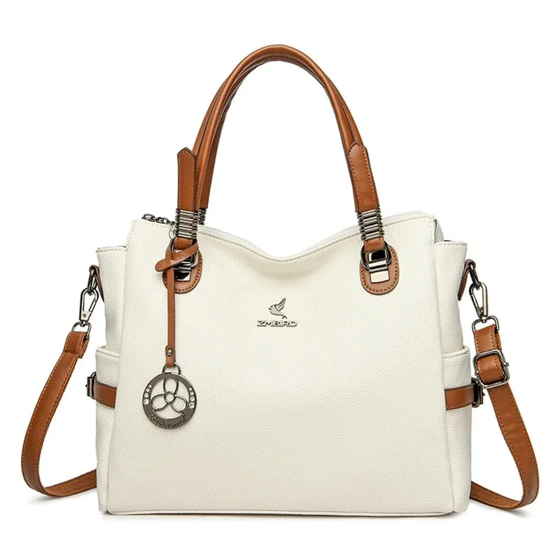 Bolsas Feminina Luxo de Couro Macio 3 Camadas Ombro Crossbody