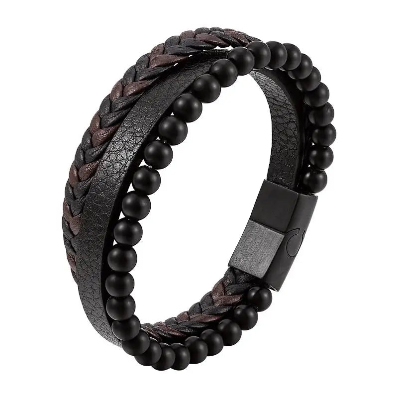 Pulseira de Couro com Fivela de Metal Estilo Motociclista Rock Party