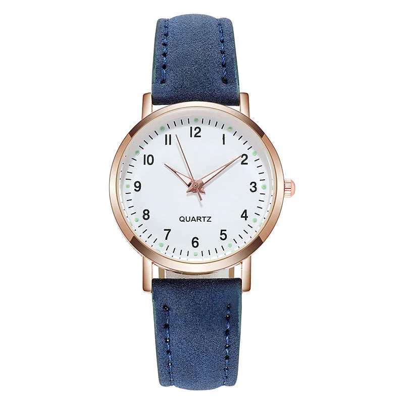Relógio Feminino de Quartzo de Luxo Luz de Fundo com Pulseira de Couro