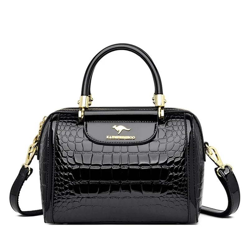 Bolsas Feminina Luxo de Couro Macio 3 Camadas Ombro Crossbody