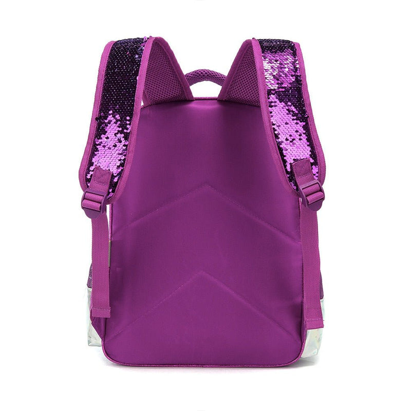 Conjunto Mochila Escolar Infantil Unicórnio Fashion de Lantejoulas com 3 Pçs