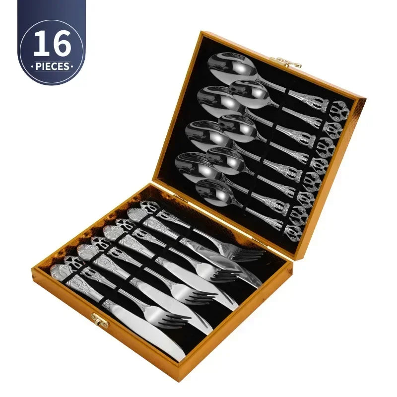 Conjunto de Talheres de Aço Inoxidável Dourado Royal European