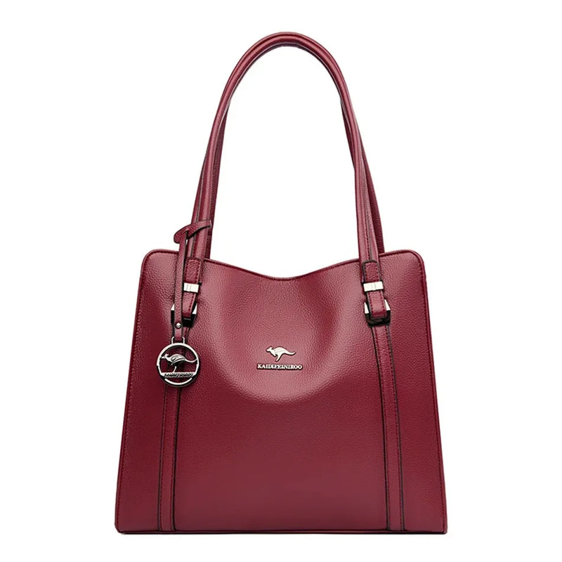 Bolsas Feminina Luxo de Couro Macio 3 Camadas Ombro Crossbody