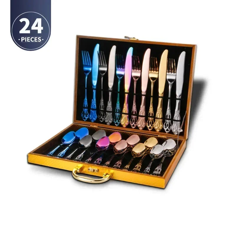 Conjunto de Talheres de Aço Inoxidável Dourado Royal European