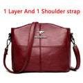 Bolsas Feminina Luxo de Couro Macio 3 Camadas Ombro Crossbody