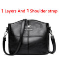 Bolsas Feminina Luxo de Couro Macio 3 Camadas Ombro Crossbody