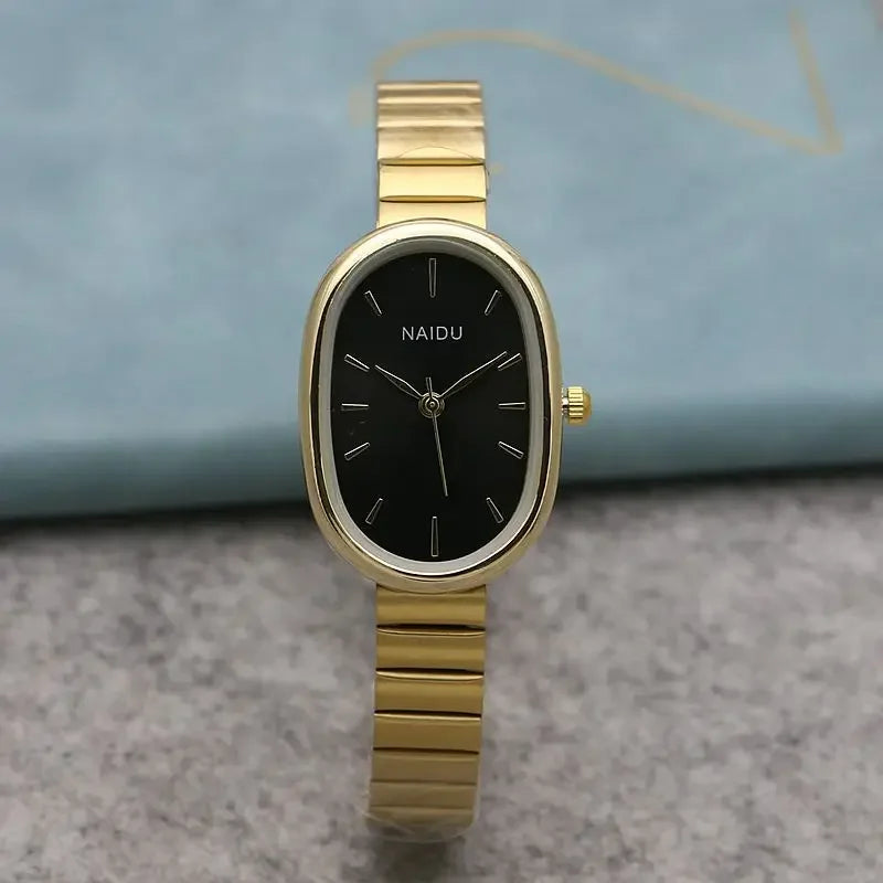 Relógio Feminino de Quartzo Menina Estudante Pulseira de Aço Inoxidável