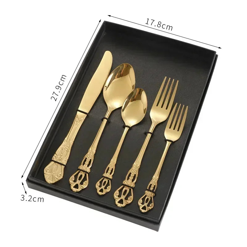 Conjunto de Talheres de Aço Inoxidável Dourado Royal European