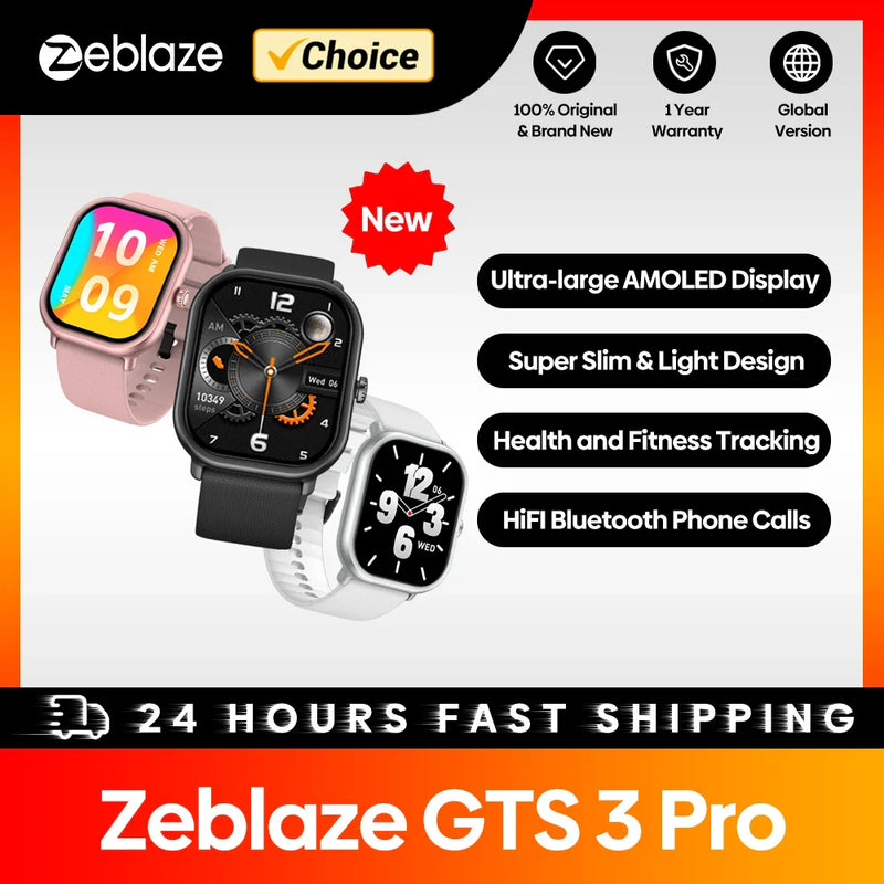 Smartwatch Relógio Inteligente Ultra Grande HD AMOLED Zeblaze GTS 3