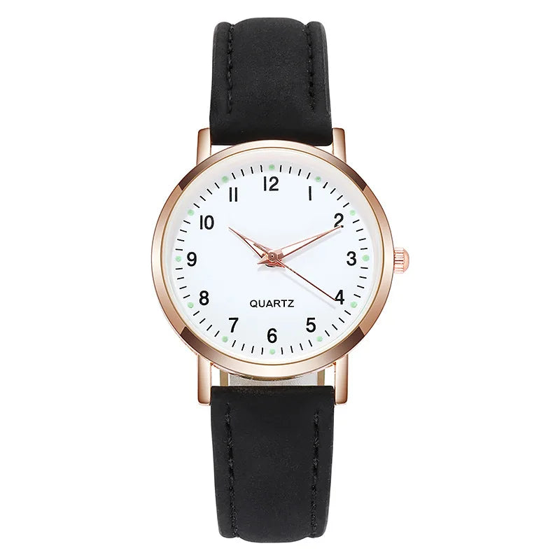 Relógio Feminino de Quartzo de Luxo Luz de Fundo com Pulseira de Couro