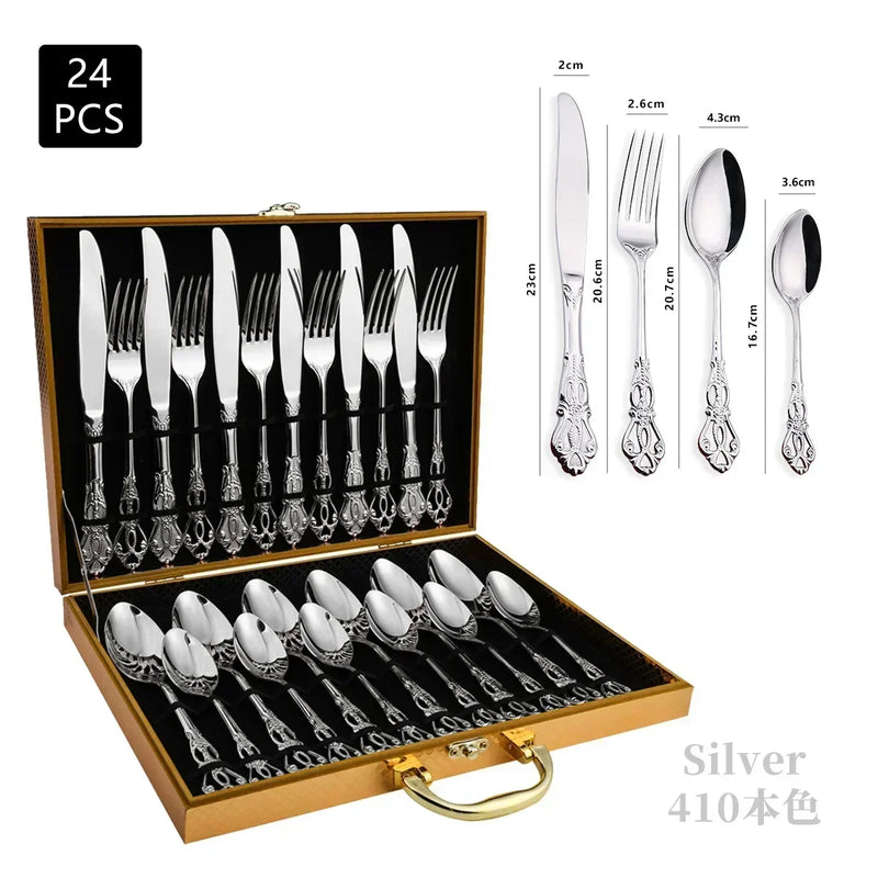 Conjunto de Talheres de Aço Inoxidável Dourado Royal European